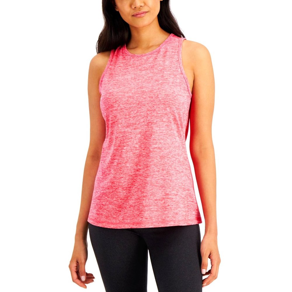 Ideology Women's Essentials Heathered Keyhole-Back Tank Top S